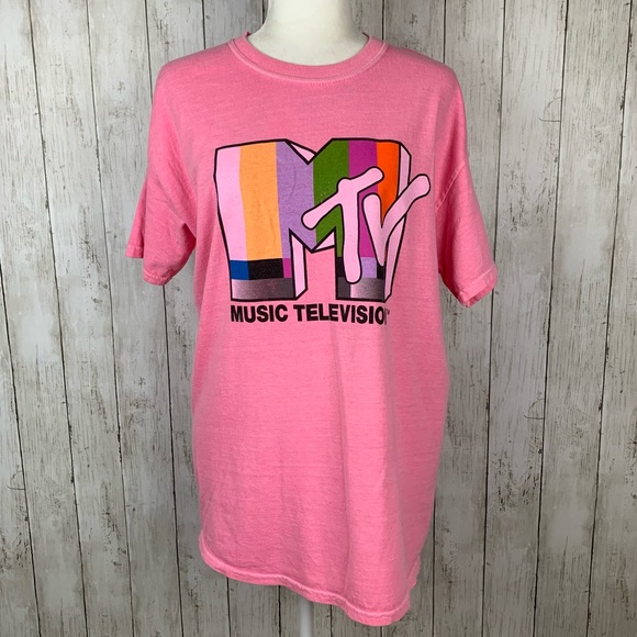 MTV Tops - 🔥MTV🔥Music Television Retro Vintage Wash Logo 80’s Tee Pink NWT